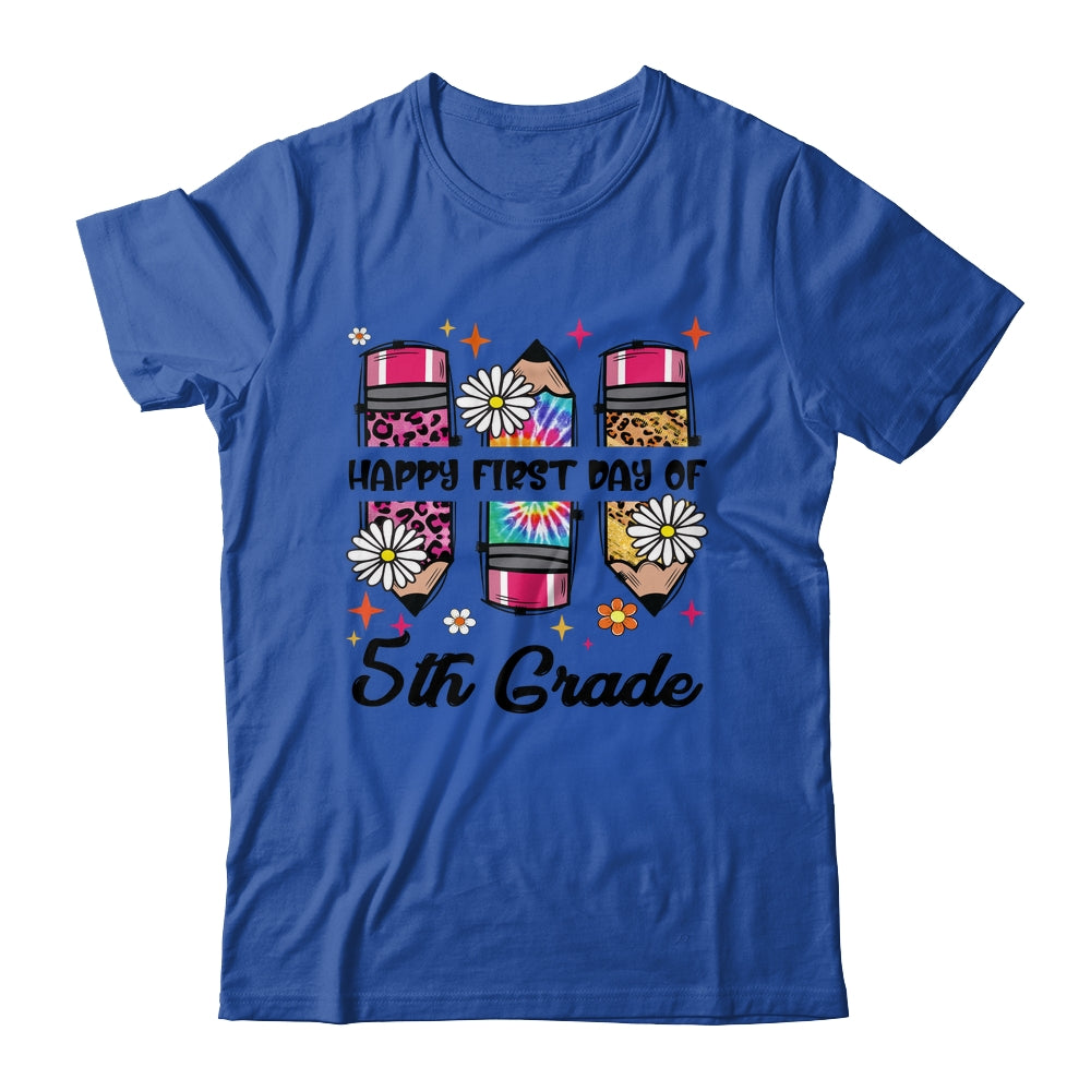 First Day Of 5th Grade Teacher Leopard Pencil Back To School Shirt & Hoodie | siriusteestore