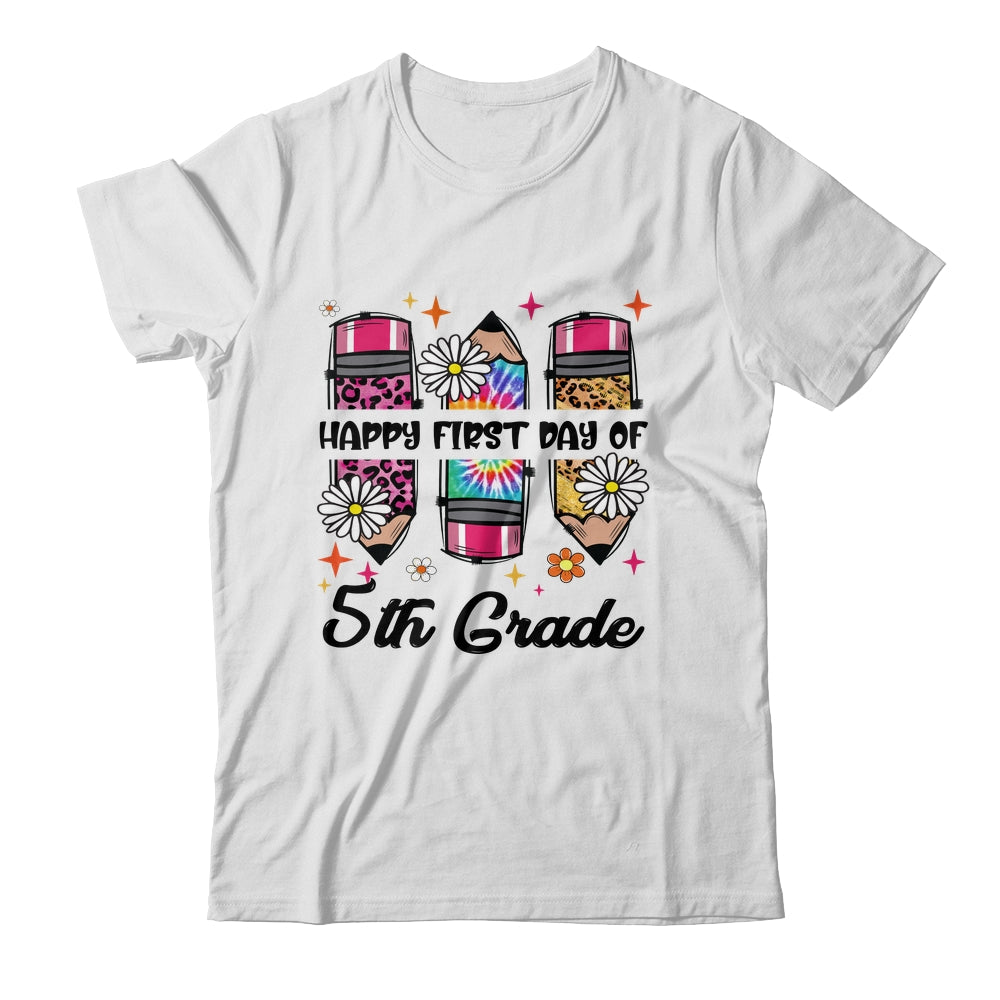 First Day Of 5th Grade Teacher Leopard Pencil Back To School Shirt & Hoodie | siriusteestore