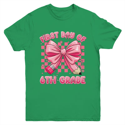 First Day Of 6th Grade Coquette Back To School Girls Kids Youth Shirt | siriusteestore