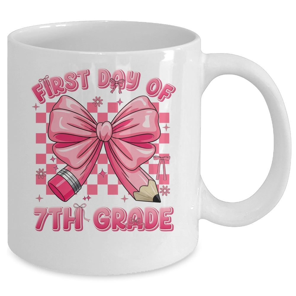 First Day Of 7th Grade Coquette Back To School Girls Kids Mug | siriusteestore