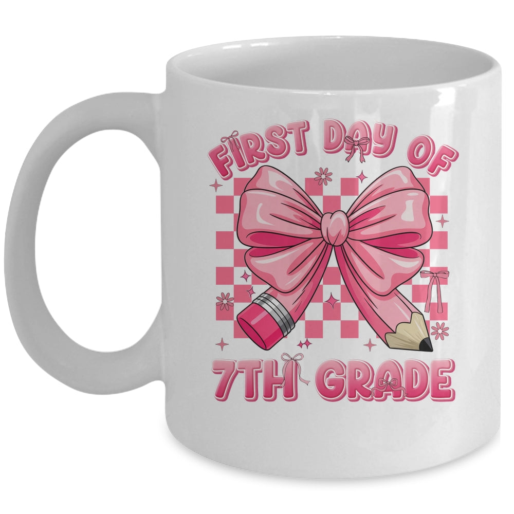 First Day Of 7th Grade Coquette Back To School Girls Kids Mug | siriusteestore