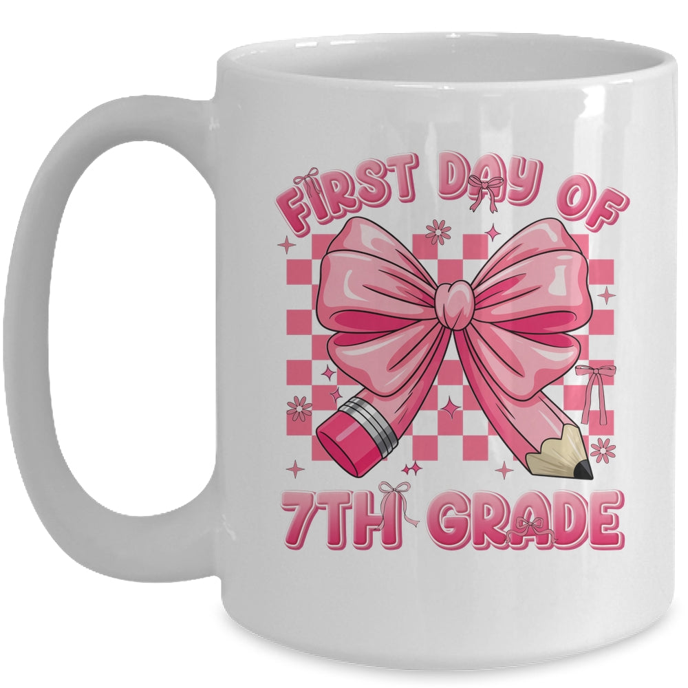 First Day Of 7th Grade Coquette Back To School Girls Kids Mug | siriusteestore