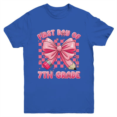 First Day Of 7th Grade Coquette Back To School Girls Kids Youth Shirt | siriusteestore