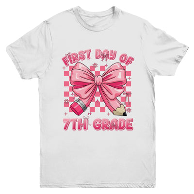 First Day Of 7th Grade Coquette Back To School Girls Kids Youth Shirt | siriusteestore