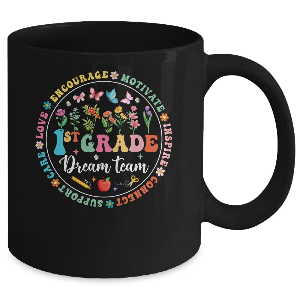 First Grade Dream Team Back To School Teacher Flower Mug | siriusteestore