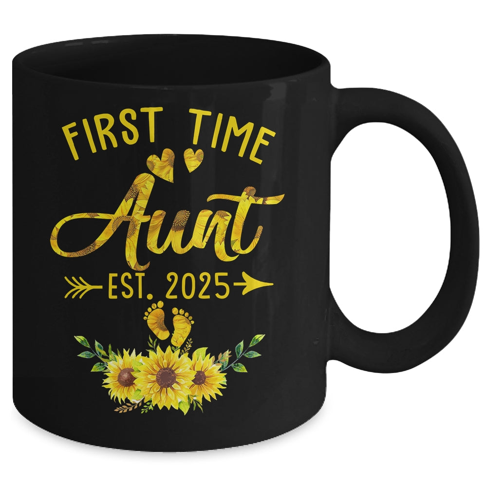 First Time Aunt Est 2025 Sunflower Promoted To Aunt Mug | siriusteestore