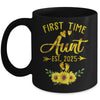 First Time Aunt Est 2025 Sunflower Promoted To Aunt Mug | siriusteestore