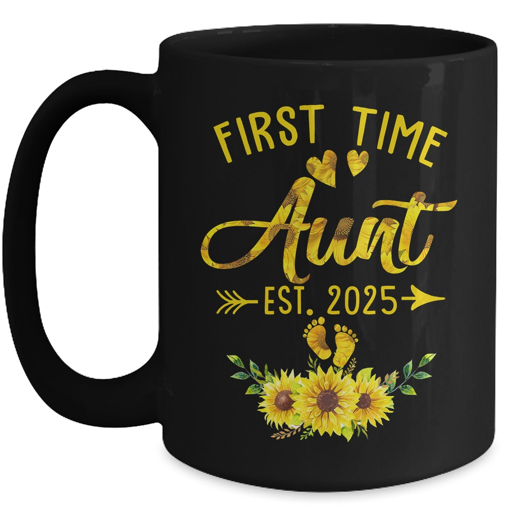 First Time Aunt Est 2025 Sunflower Promoted To Aunt Mug | siriusteestore