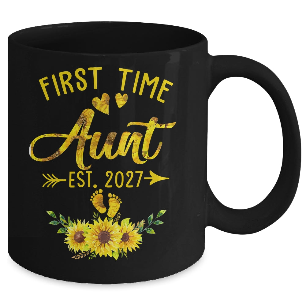 First Time Aunt Est 2027 Sunflower Promoted To Aunt Mug | siriusteestore