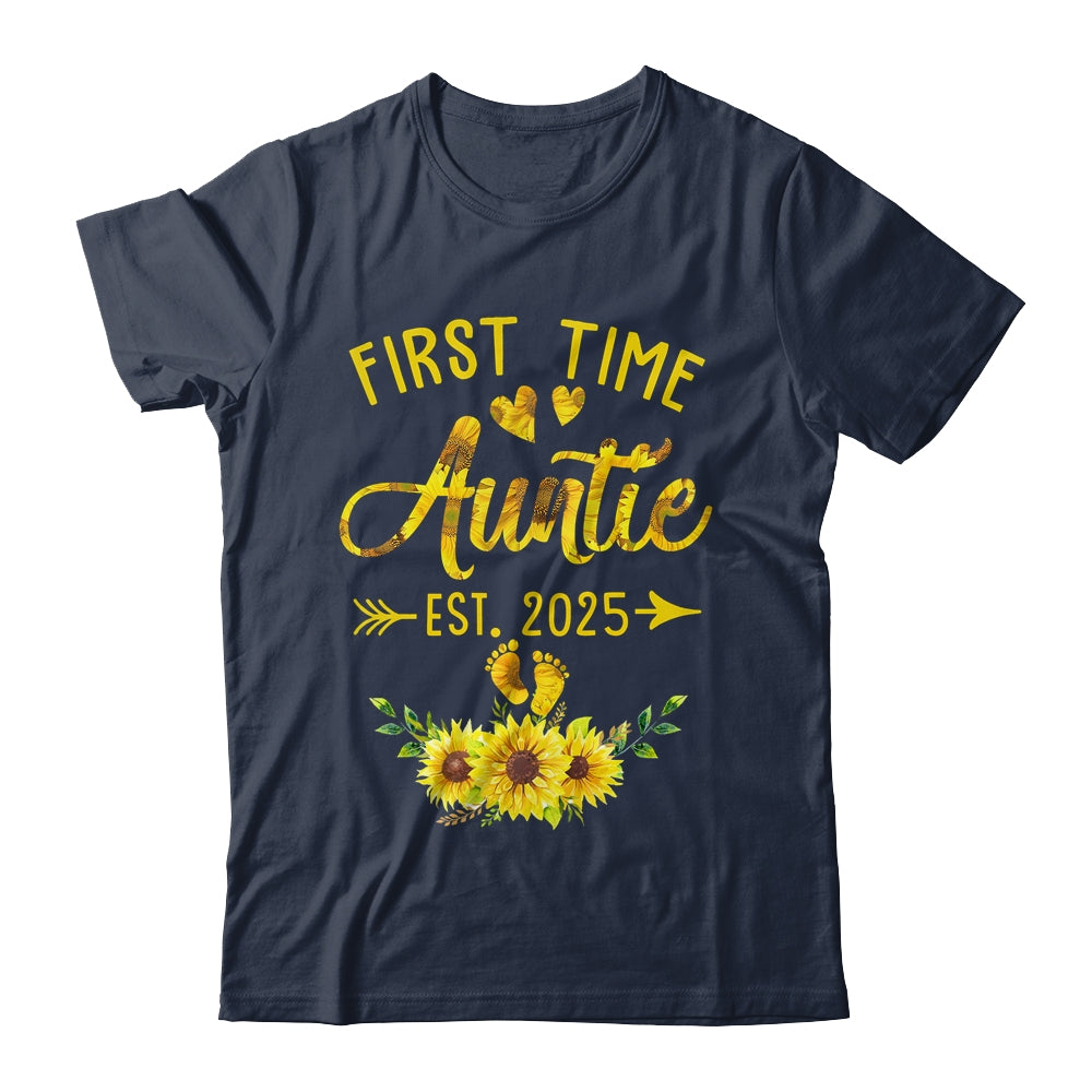 First Time Auntie Est 2025 Sunflower Promoted To Auntie Shirt & Tank Top | siriusteestore