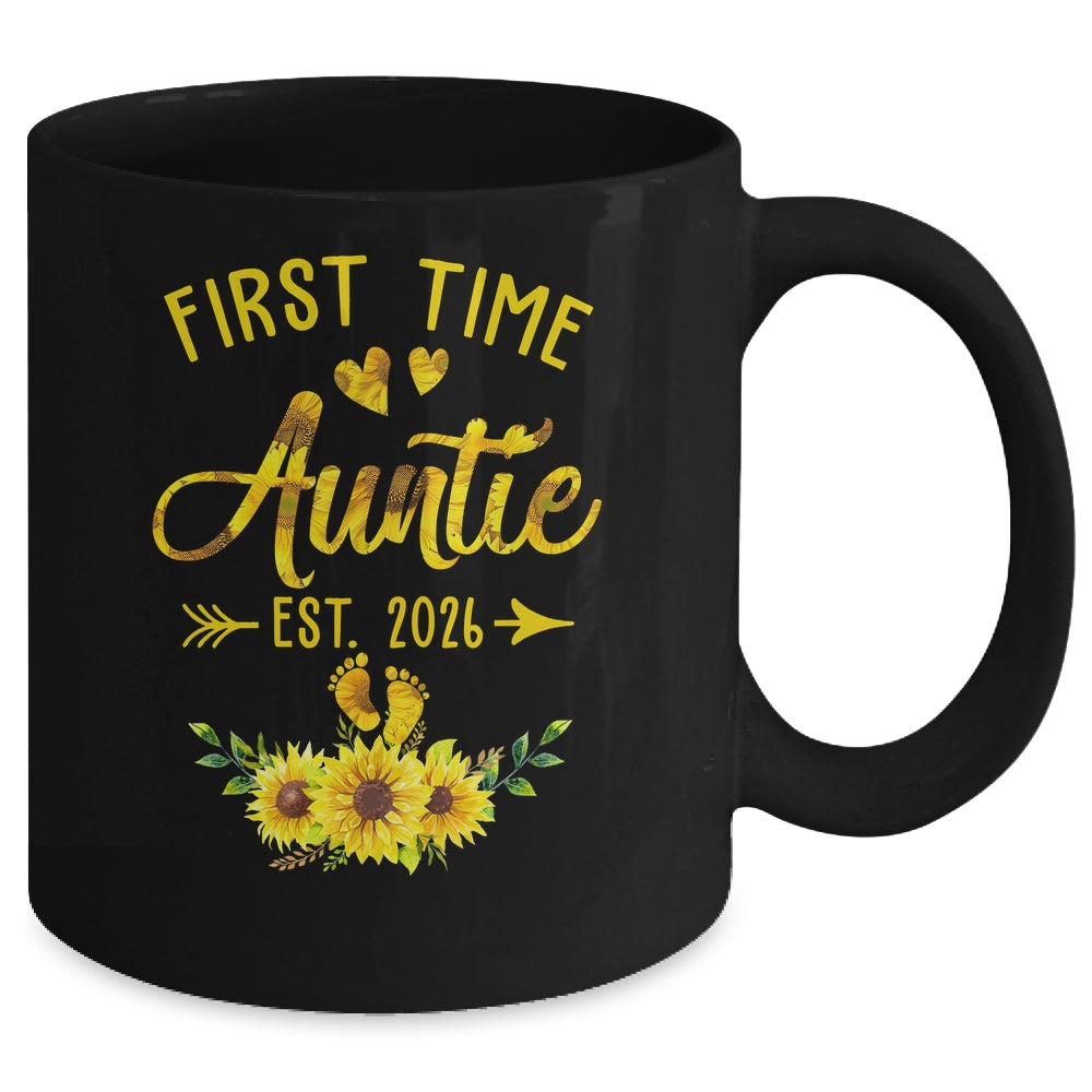 First Time Auntie Est 2026 Sunflower Promoted To Auntie Mug | siriusteestore