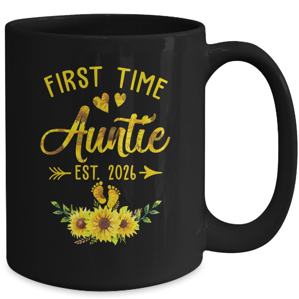 First Time Auntie Est 2026 Sunflower Promoted To Auntie Mug | siriusteestore