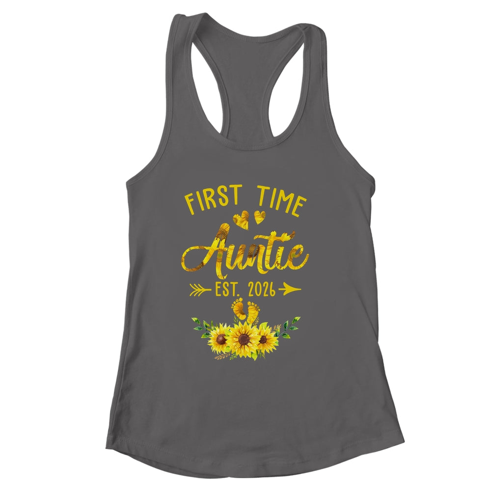 First Time Auntie Est 2026 Sunflower Promoted To Auntie Shirt & Tank Top | siriusteestore