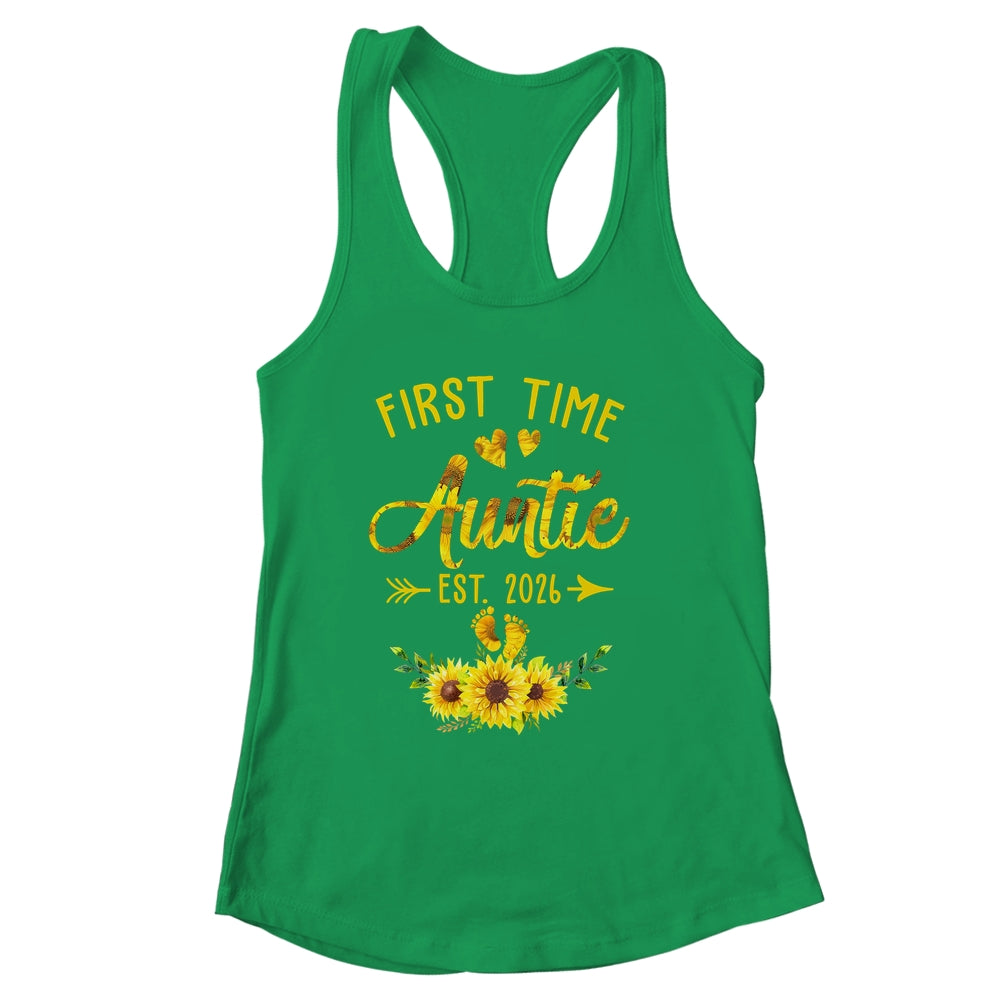 First Time Auntie Est 2026 Sunflower Promoted To Auntie Shirt & Tank Top | siriusteestore