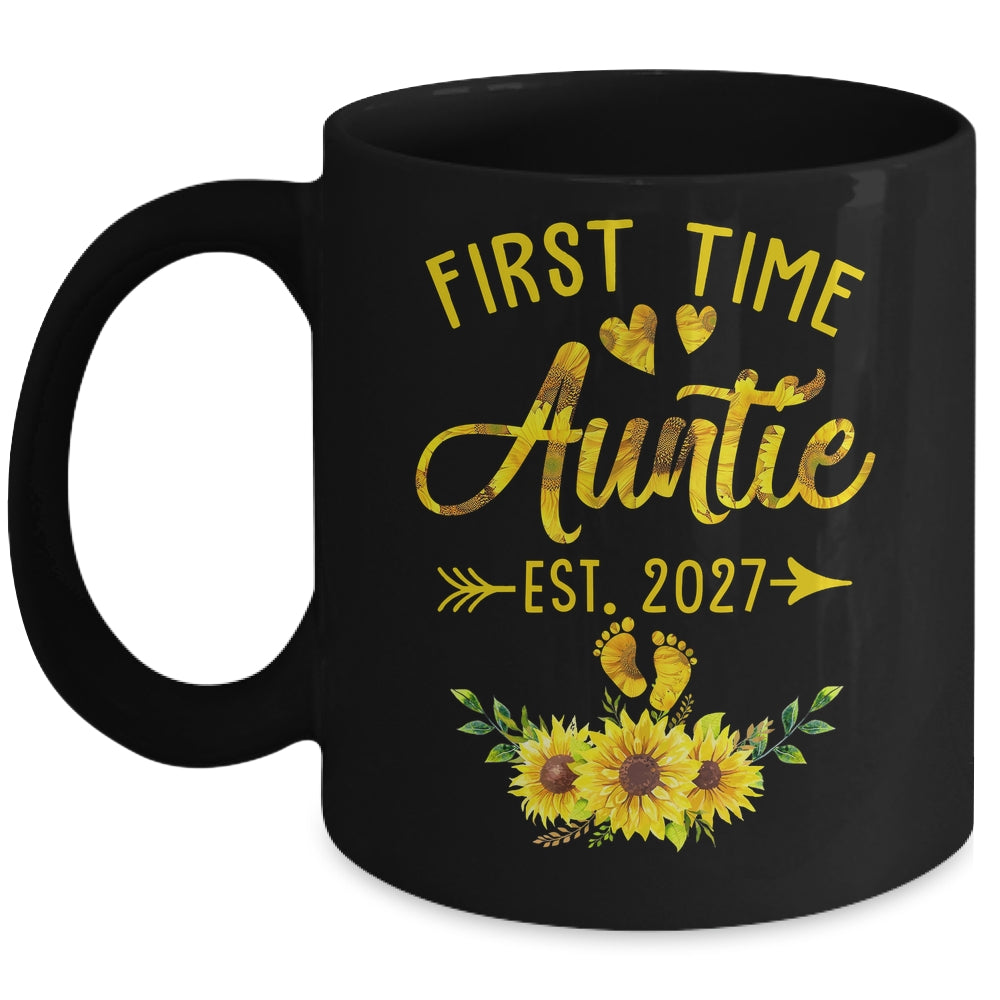 First Time Auntie Est 2027 Sunflower Promoted To Auntie Mug | siriusteestore