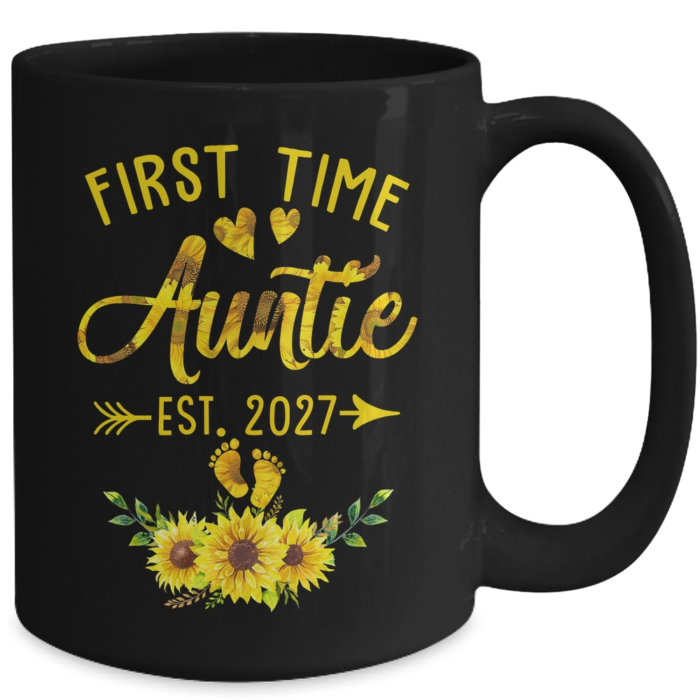 First Time Auntie Est 2027 Sunflower Promoted To Auntie Mug | siriusteestore