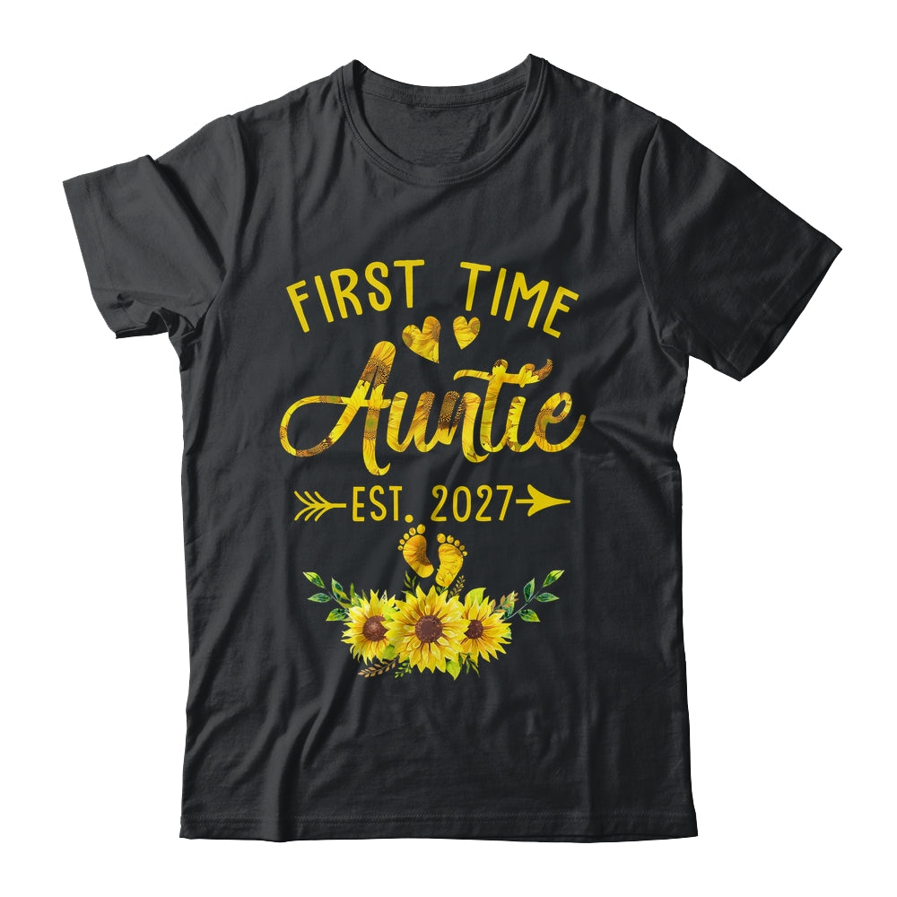 First Time Auntie Est 2027 Sunflower Promoted To Auntie Shirt & Tank Top | siriusteestore