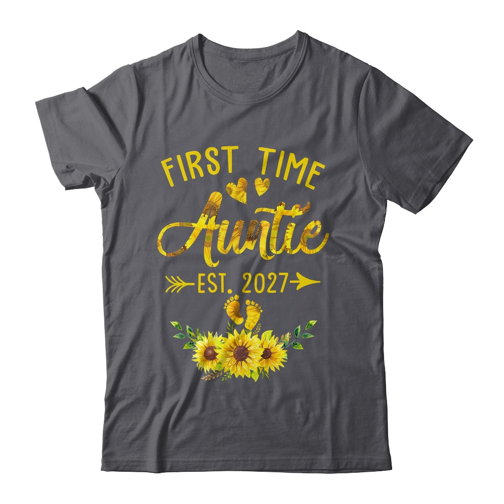 First Time Auntie Est 2027 Sunflower Promoted To Auntie Shirt & Tank Top | siriusteestore
