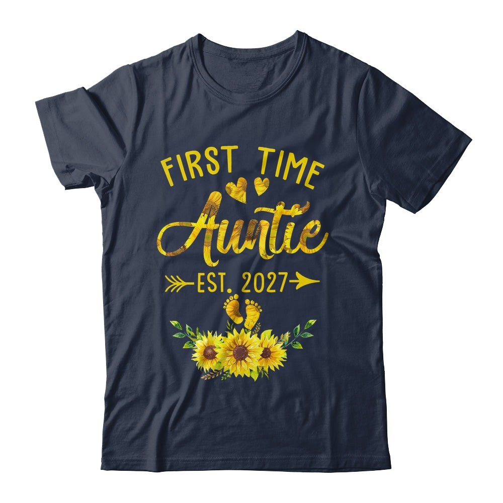 First Time Auntie Est 2027 Sunflower Promoted To Auntie Shirt & Tank Top | siriusteestore