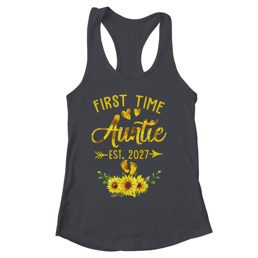 First Time Auntie Est 2027 Sunflower Promoted To Auntie Shirt & Tank Top | siriusteestore