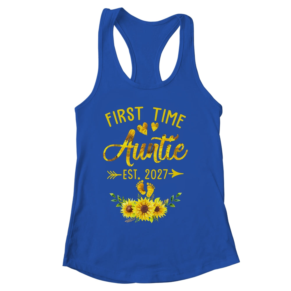 First Time Auntie Est 2027 Sunflower Promoted To Auntie Shirt & Tank Top | siriusteestore
