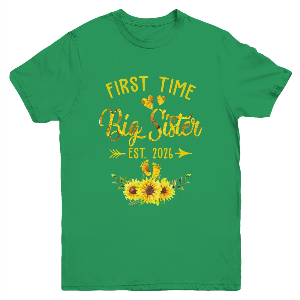 First Time Big Sister Est 2026 Sunflower Promoted To Sister Youth Shirt | siriusteestore
