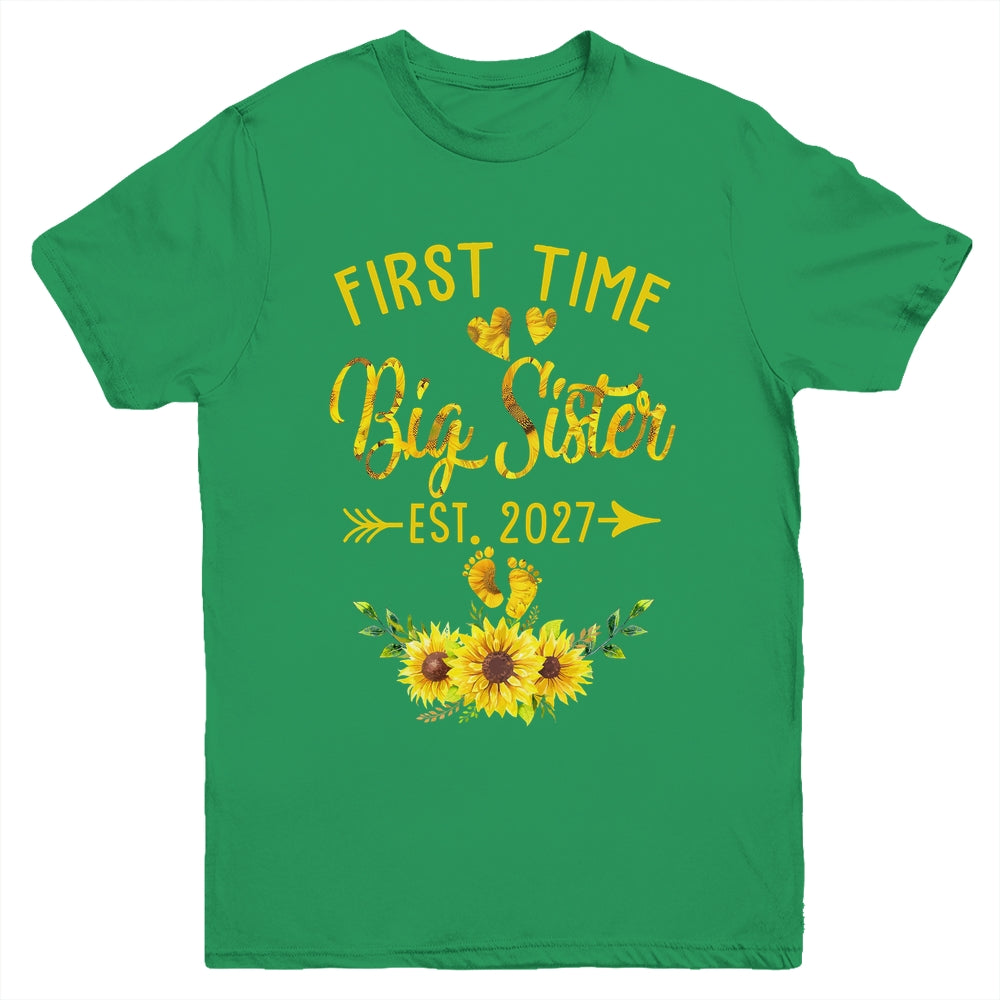 First Time Big Sister Est 2027 Sunflower Promoted To Sister Youth Shirt | siriusteestore