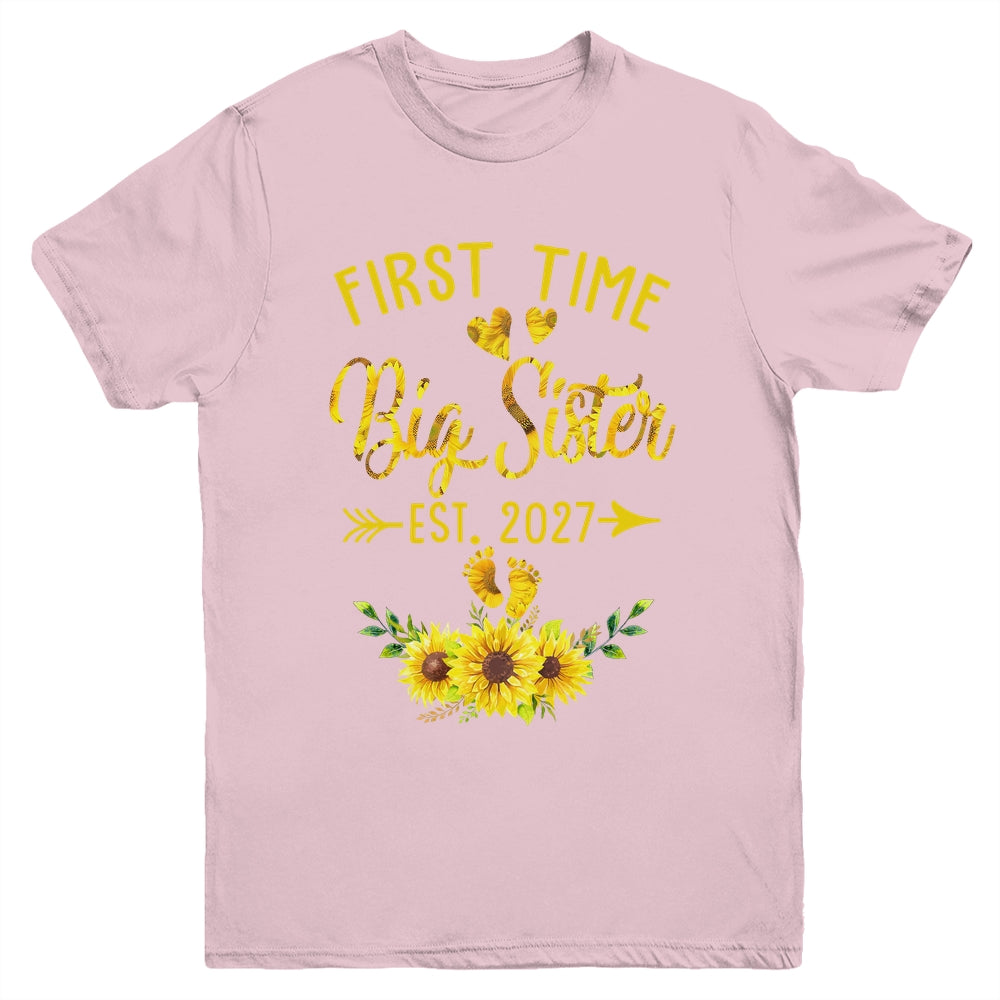 First Time Big Sister Est 2027 Sunflower Promoted To Sister Youth Shirt | siriusteestore