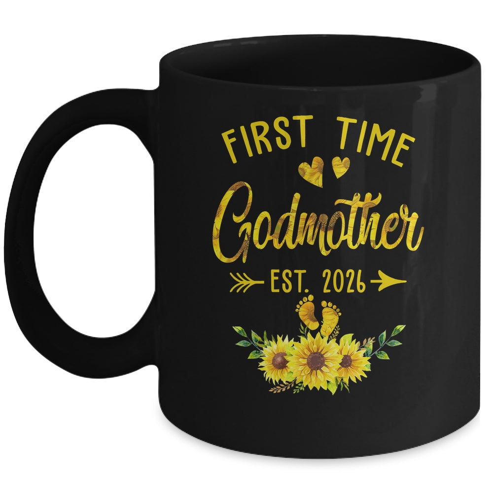 First Time Godmother Est 2026 Sunflower Promoted To Godmother Mug | siriusteestore