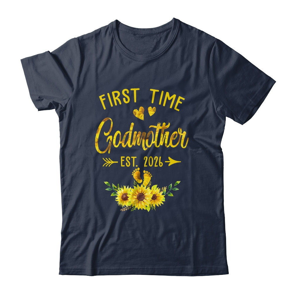First Time Godmother Est 2026 Sunflower Promoted To Godmother Shirt & Tank Top | siriusteestore