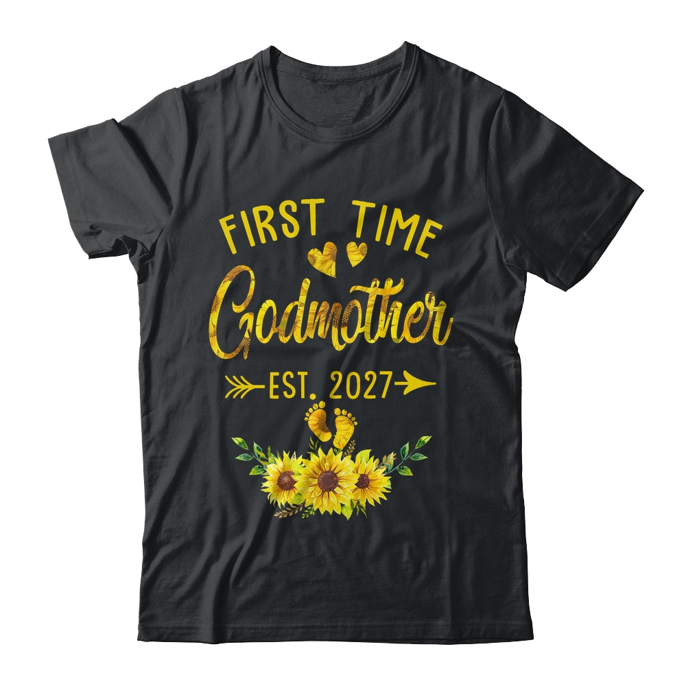 First Time Godmother Est 2027 Sunflower Promoted To Godmother Shirt & Tank Top | siriusteestore