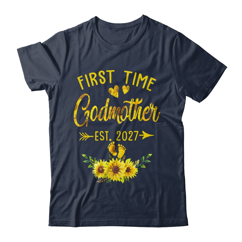 First Time Godmother Est 2027 Sunflower Promoted To Godmother Shirt & Tank Top | siriusteestore