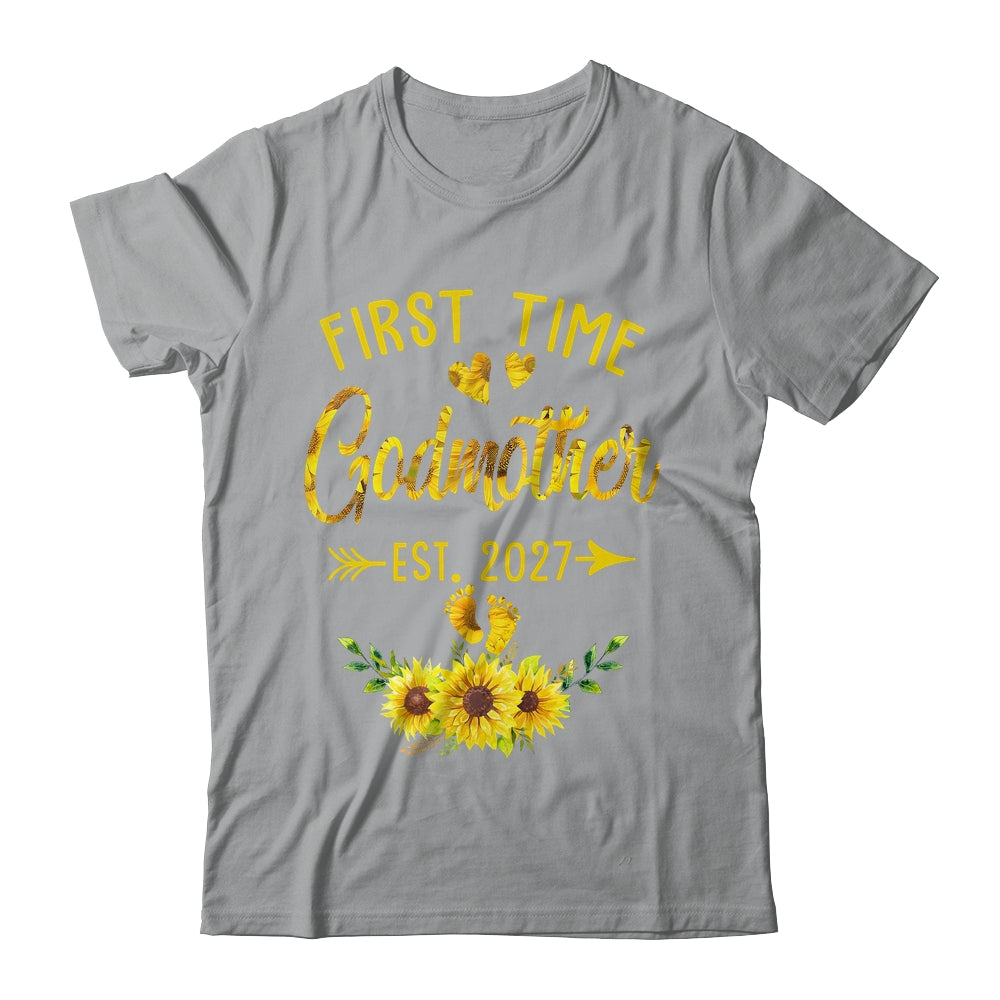 First Time Godmother Est 2027 Sunflower Promoted To Godmother Shirt & Tank Top | siriusteestore