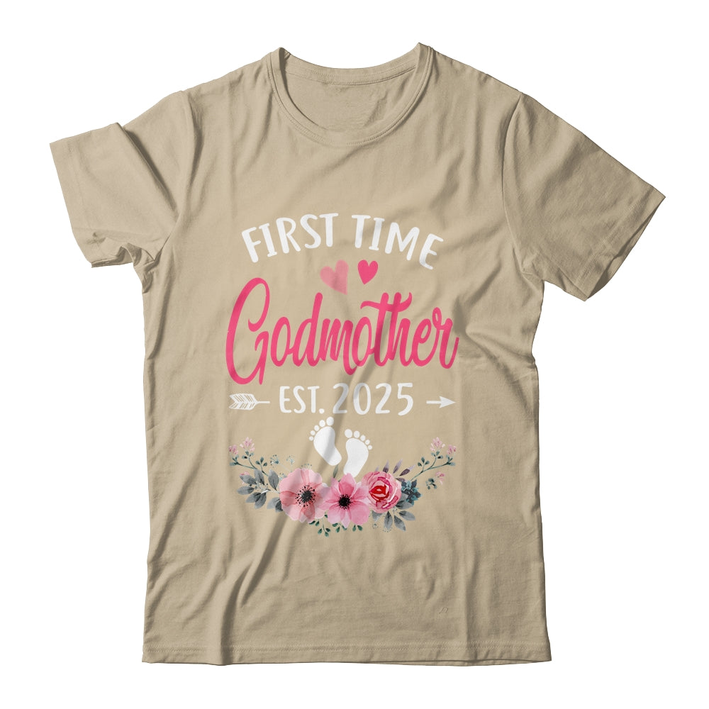 First Time Godmother Promoted To Godmother Est 2025 Mothers Day Shirt & Hoodie | siriusteestore
