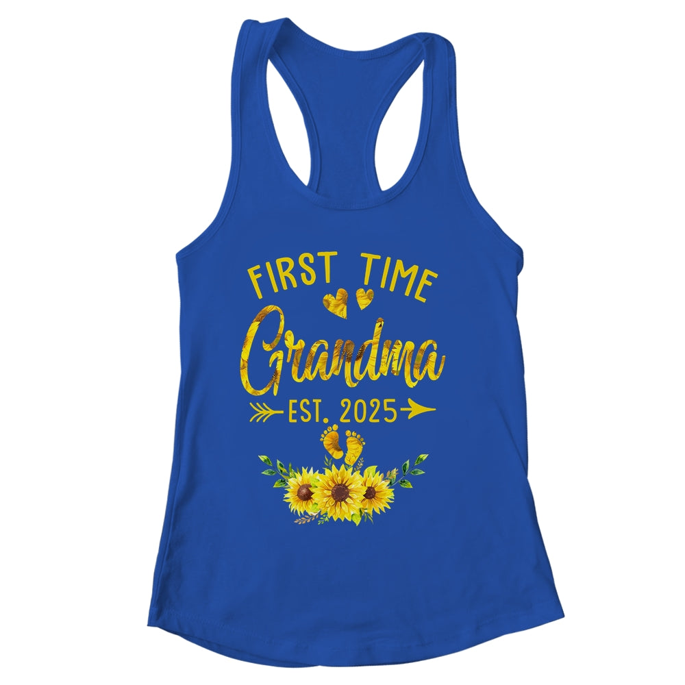 First Time Grandma Est 2025 Sunflower Promoted To Grandma Shirt & Tank Top | siriusteestore