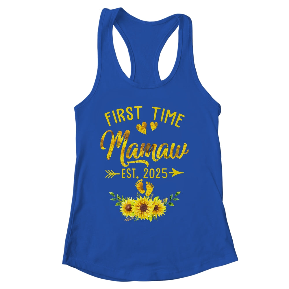 First Time Mamaw Est 2025 Sunflower Promoted To Mamaw Shirt & Tank Top | siriusteestore