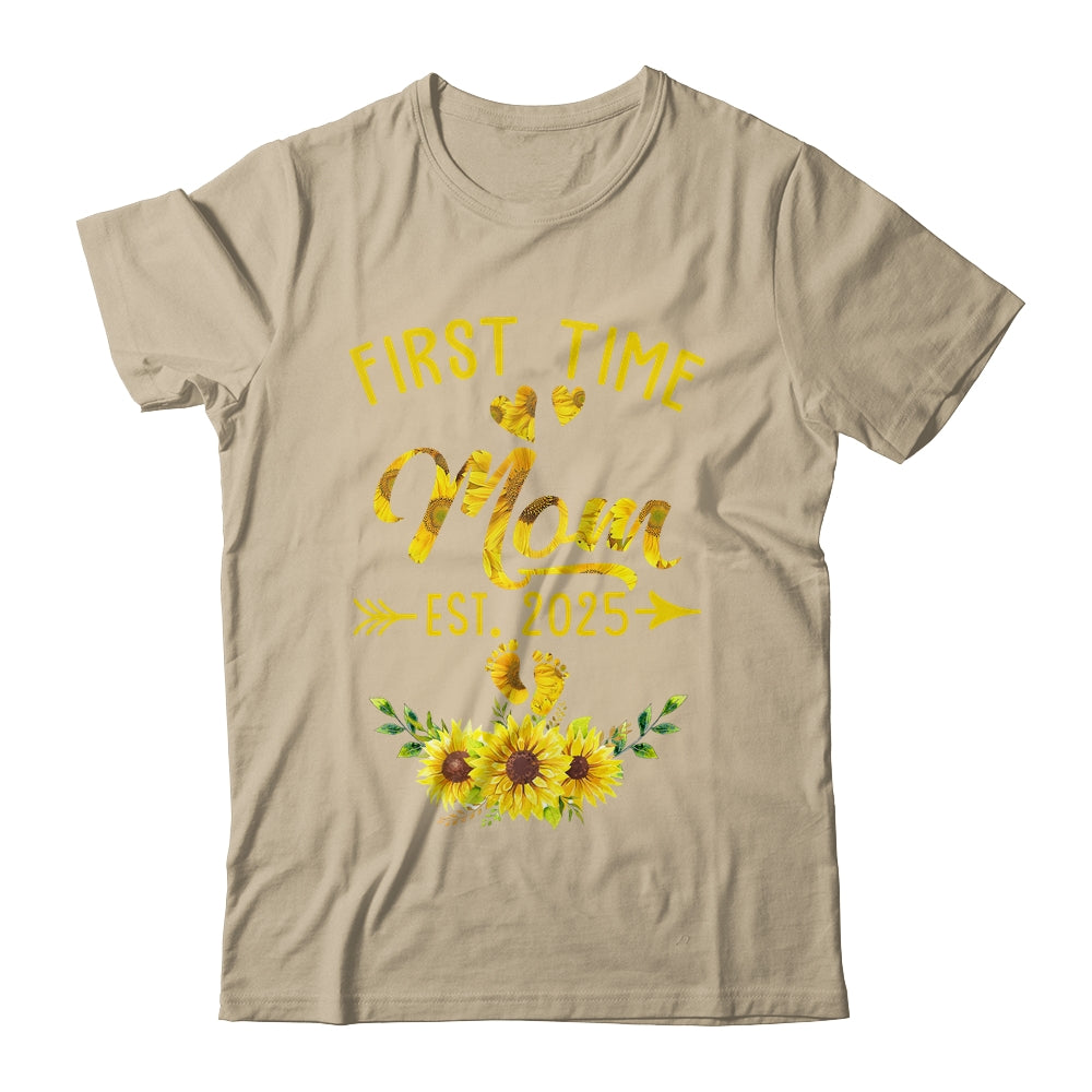 First Time Mom Est 2025 Sunflower Promoted To Mom Shirt & Tank Top | siriusteestore
