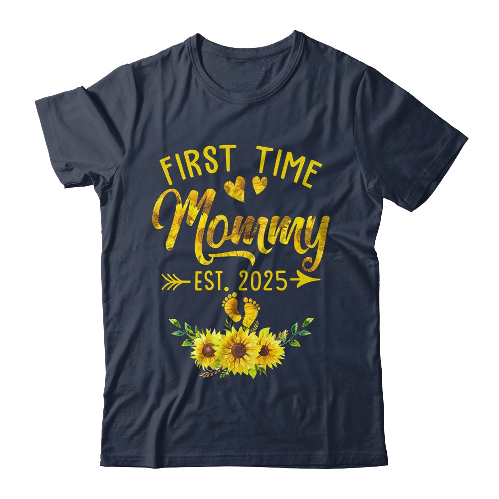 First Time Mommy Est 2025 Sunflower Promoted To Mommy Shirt & Tank Top | siriusteestore