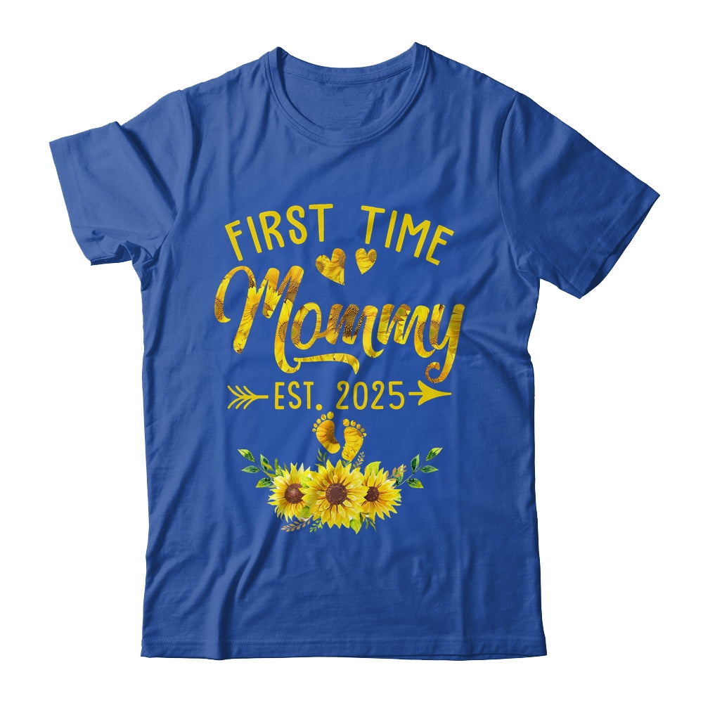 First Time Mommy Est 2025 Sunflower Promoted To Mommy Shirt & Tank Top | siriusteestore