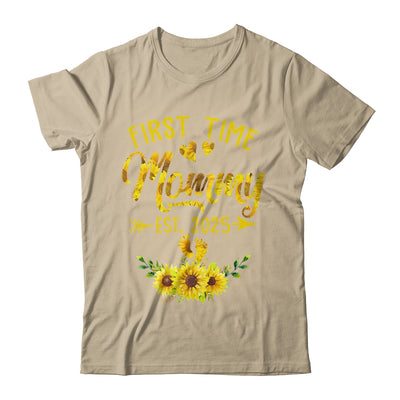 First Time Mommy Est 2025 Sunflower Promoted To Mommy Shirt & Tank Top | siriusteestore