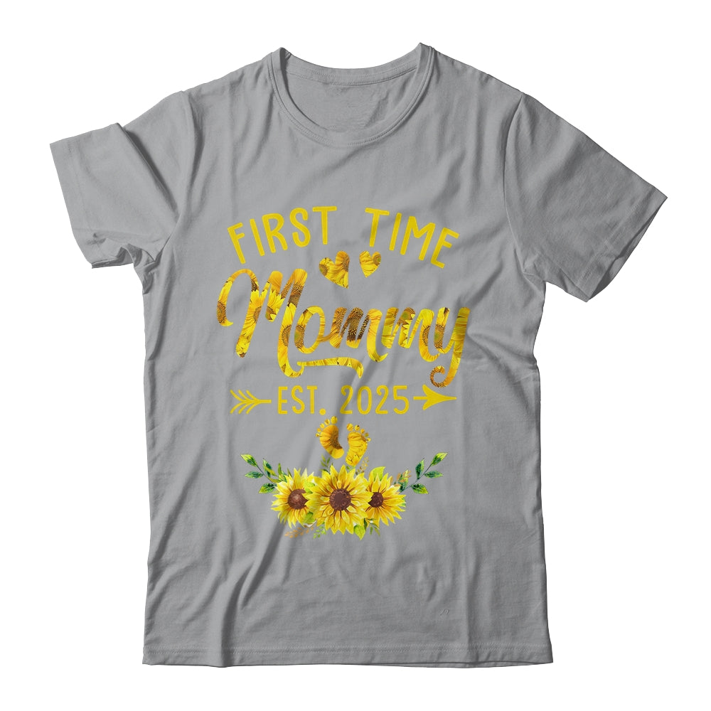 First Time Mommy Est 2025 Sunflower Promoted To Mommy Shirt & Tank Top | siriusteestore
