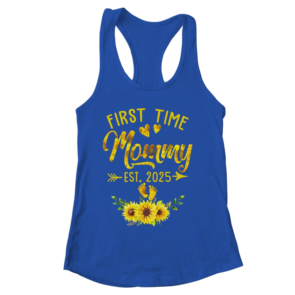 First Time Mommy Est 2025 Sunflower Promoted To Mommy Shirt & Tank Top | siriusteestore