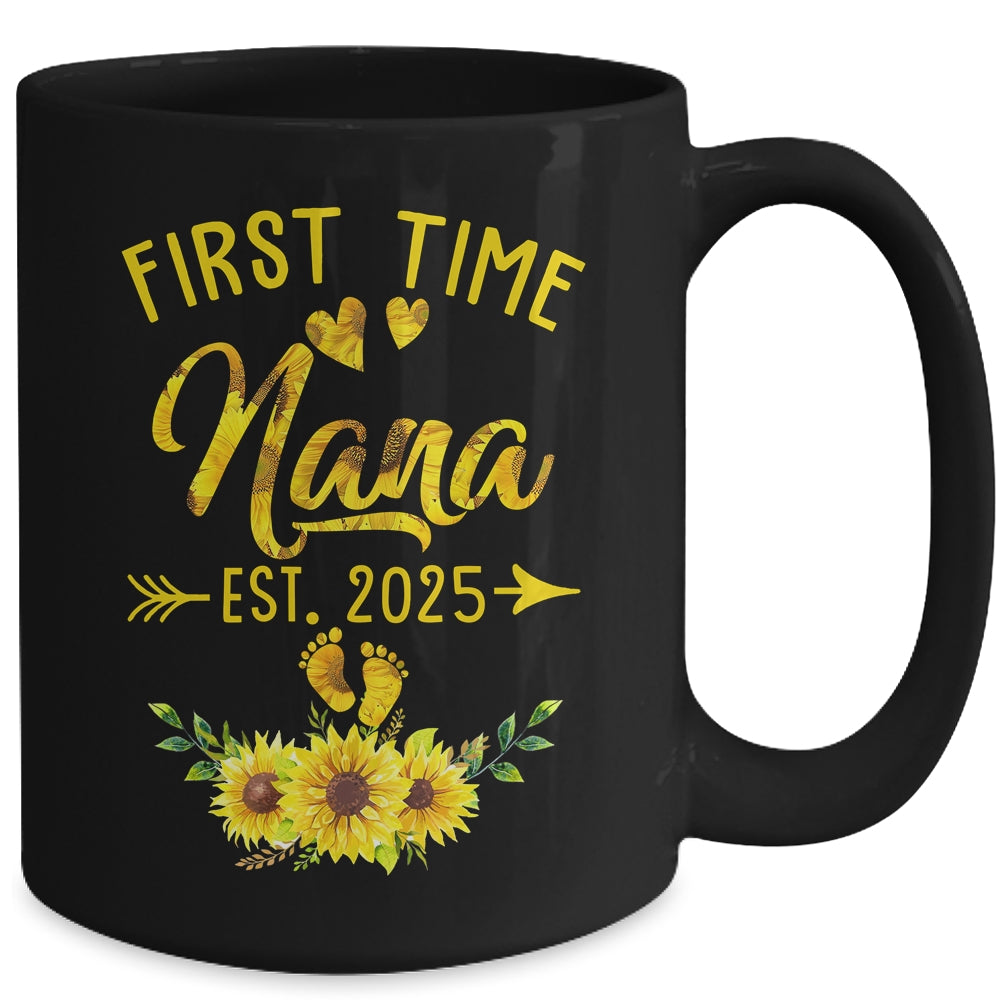 First Time Nana Est 2025 Sunflower Promoted To Nana Mug | siriusteestore