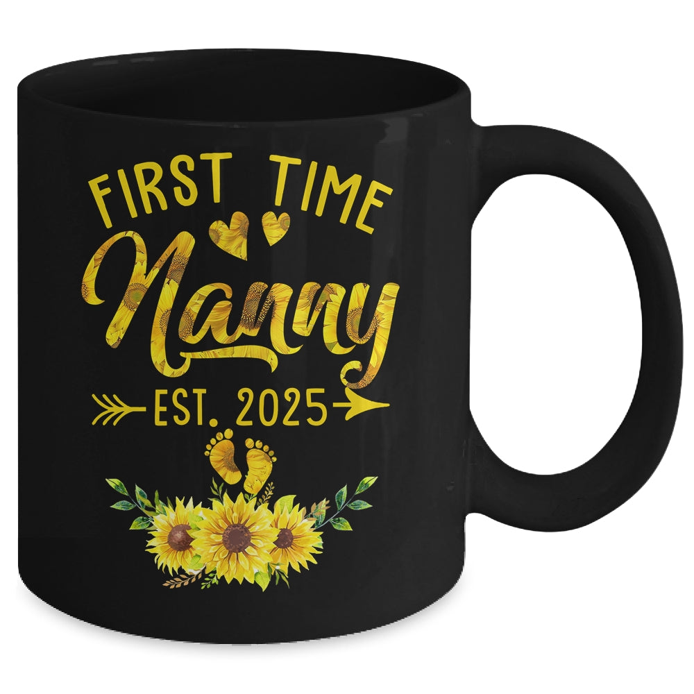 First Time Nanny Est 2025 Sunflower Promoted To Nanny Mug | siriusteestore