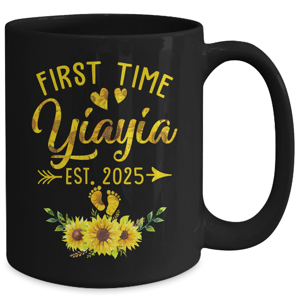 First Time Yiayia Est 2025 Sunflower Promoted To Yiayia Mug | siriusteestore