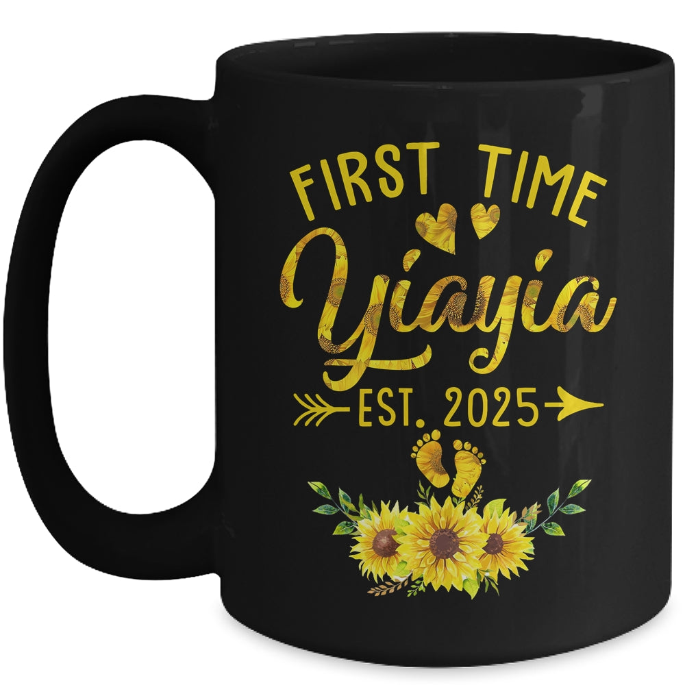First Time Yiayia Est 2025 Sunflower Promoted To Yiayia Mug | siriusteestore