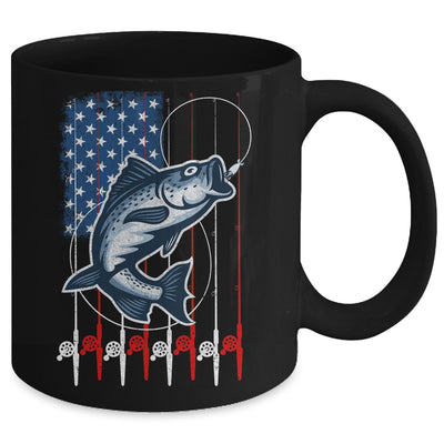 Fishing American Flag Vintage USA Bass Fisherman Mug | siriusteestore