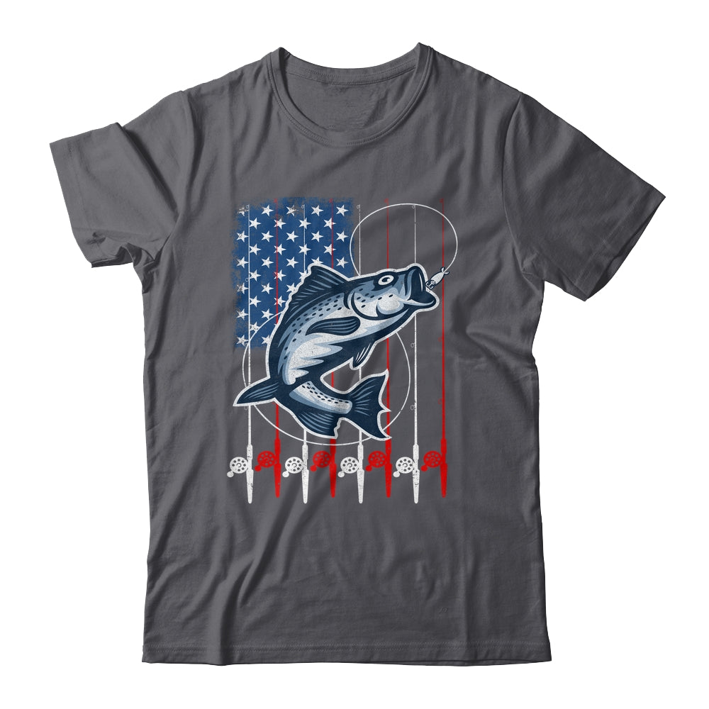 Fishing American Flag Vintage USA Bass Fisherman Shirt & Hoodie | siriusteestore