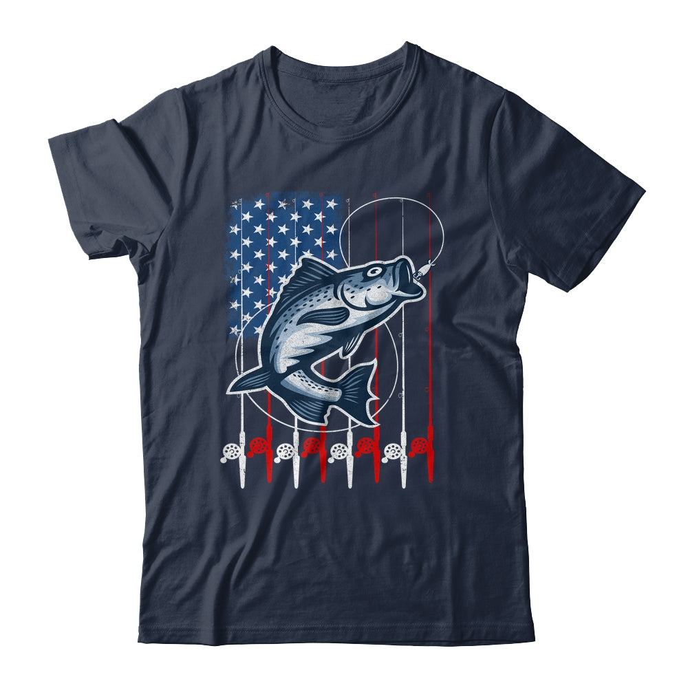 Fishing American Flag Vintage USA Bass Fisherman Shirt & Hoodie | siriusteestore
