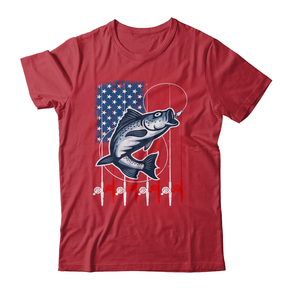 Fishing American Flag Vintage USA Bass Fisherman Shirt & Hoodie | siriusteestore